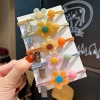 The new Hyuna hair tie features a cute jelly-colored flower hair accessory and a Korean-style girl's hair band and hair band details Picture
